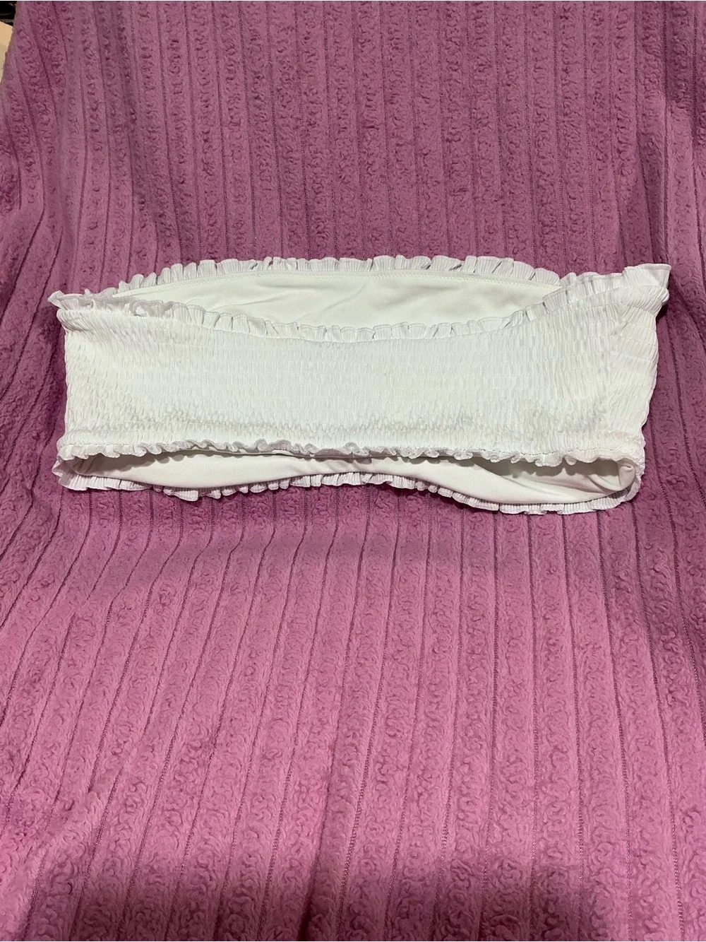 🤎 NWT PINK by Frankies Bikinis White Iris Rib Bikini Top - Extra Large  (00876)